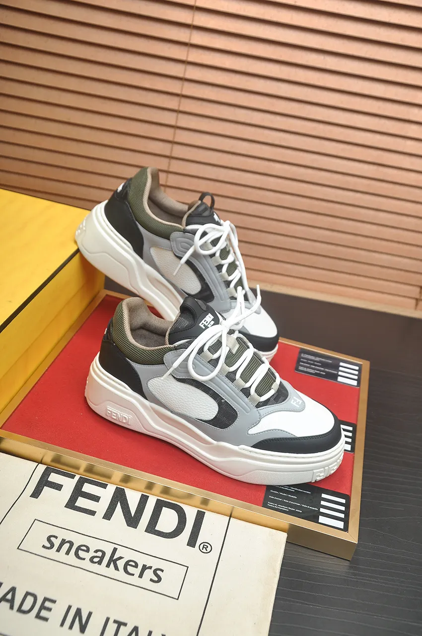 Men's shoes 💰600💶 [Fendi] The latest casual sports shoes 🔥 Many 💑 stars have the same style FD match. The original version is a one-to-one replica. Designer Kim Jones's first fendi match and Donkey brand Trainer basketball sneakers. Material: Original silk mesh. Lining: Breathable mesh. Packaging: Original 1:1 matching high-end packaging. Size: 38-45 (45 is custom-made and cannot be returned or exchanged)